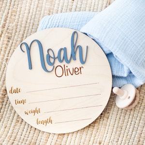 Round Wooden Baby Plaque 3D Custom Wood Baby Name Announcement Sign Birth Announcement,Baby Name Custom Sign Unique New Mom Gift Birth