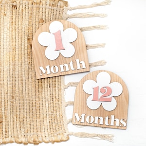 Wooden Monthly Milestone Baby Disc Baby Milestone Cards Monthly Milestone Markers for Baby Photos Baby Photo Prop Baby Shower Month Photos