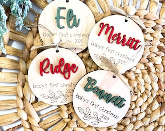 First Christmas Wooden Personalized Baby Ornament Wood Baby Keepsake Ornament Baby's First Christmas Ornament New Baby Gift Baby Shower Gift