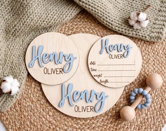 Baby Birth Announcement Sign Baby Name Sign for Hospital Wooden Birth Stat Sign Custom 3D Newborn Baby Photo Prop Newborn Photo Keepsake