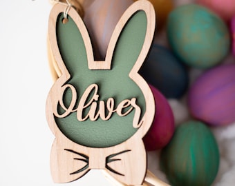 Easter Basket Tag Personalized Easter Bunny Custom Name Tag  Easter Gift Kid Easter Basket Baby First Easter Custom Wooden Tag