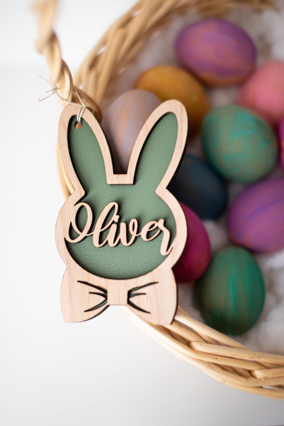 Easter Basket Tag Personalized Easter Bunny Custom Name Tag  Easter Gift Kid Easter Basket Baby First Easter Custom Wooden Tag