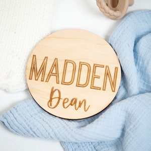 Engraved Wooden Baby Name Sign: Hospital Birth Announcement
