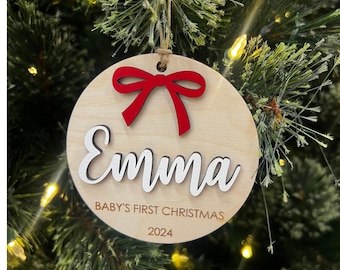 First Christmas Wooden Personalized Baby Ornament Wood Baby Keepsake Ornament Baby's First Christmas Ornament New Baby Gift Baby Shower Gift