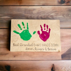 Best Daddy hands down best dad handprint sign hands down best dad sign Father&#39;s Day gift custom kid&#39;s name sign