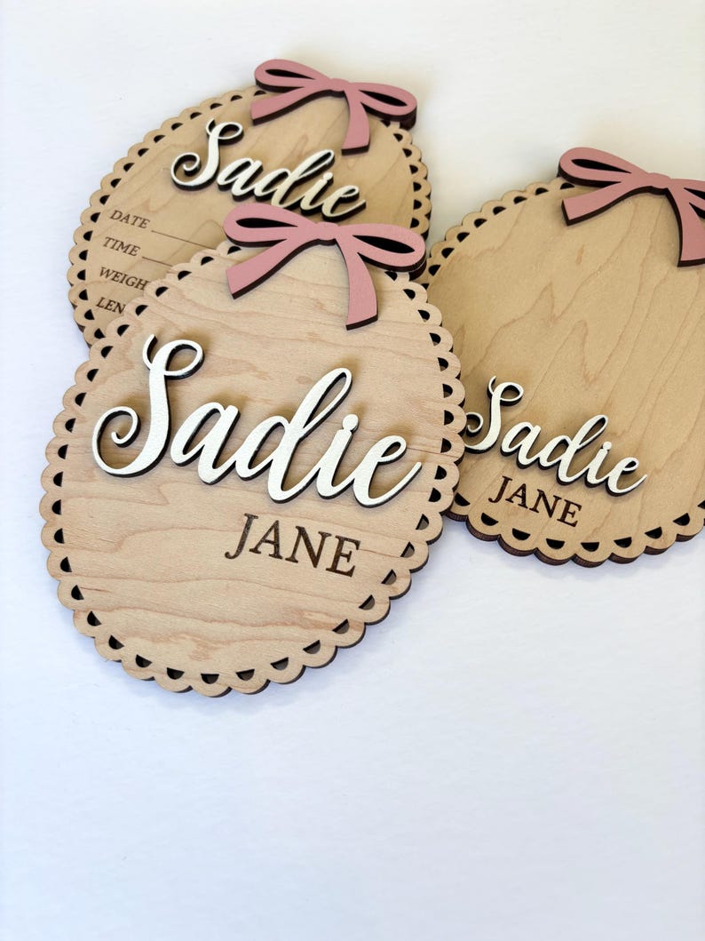 Bow Baby Announcement Sign With Birth Stats Baby Name Sign Hospital ...