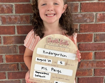 First Day of School Sign Back to School Photo Prop Custom Interchangeable Board Reusable Whiteboard 1st Day of Kindergarten Pre-K Photo Last