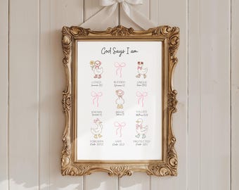 God Says I am Biblical Affirmations Silly Goose Christian Nursery Print Inspirational Scripture Print Kids Room Christian Wall Art