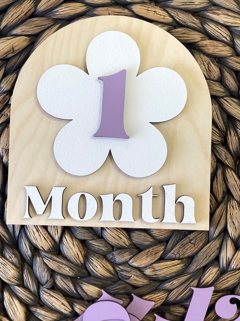 Wooden Monthly Milestone Baby Disc Baby Milestone Cards Monthly Milestone Markers for Baby Photos Baby Photo Prop Baby Shower Month Photos image 10