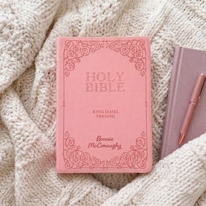 Pink custom name engraved kjv large print bible