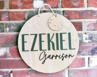 Hospital Door Hanger for Boy Nursery Name Sign Birth Stat Sign Hospital Door Wreath Baby Announcement Sign Nursery Name Sign Girl Boho