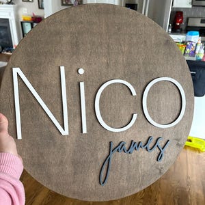 Nursery Name Sign Round Wood Name Sign Custom Name Sign Baby Name Sign Boy Name Sign Above Crib Name Sign Round Wooden Nursery Sign