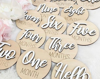 Wooden Monthly Milestone Baby Disc Baby Milestone Cards Monthly Milestone Markers for Baby Photos Prop