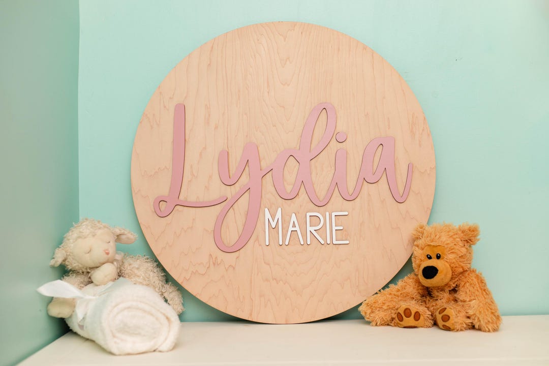 Custom Wooden Round Nursery Name Sign: Baby Girl Room Decor - Etsy