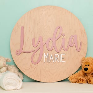 Custom Wood Nursery Name Sign - Round Baby Room Decor
