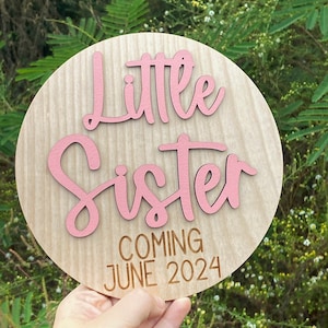 Little Sibling Photo Prop Little Brother Little Sister Round Pregnancy Announcement New Baby Coming Soon Birth Announcement Gender Reveal