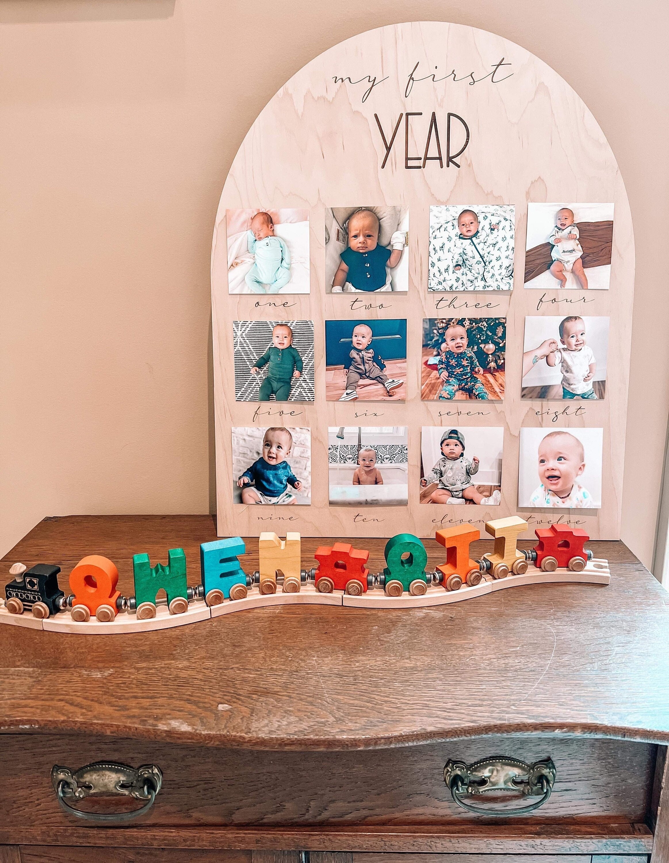 One Year of Baby Board One Year of Photo Board Wood My First Year Photo ...