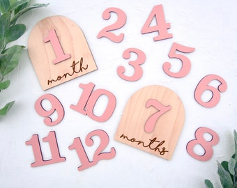 Wooden Monthly Milestone Baby Disc Baby Milestone Cards Monthly Milestone Markers for Baby Photos Baby Photo Prop Baby Shower Month Photos