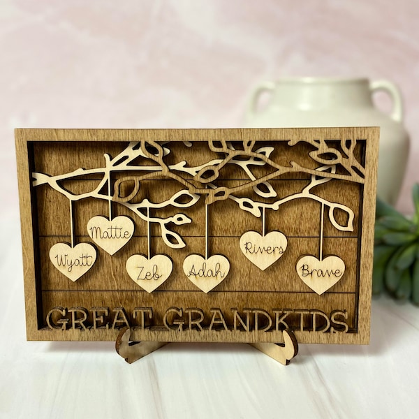 Grandma Sign with Grandkid Names Personalized Gift for Grandma Nanny Mother's Day Custom Family Name Sign Family Tree Great Grandmother Gift