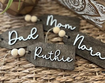 Personalized Stocking Tags Christmas Tags Custom Wood Name Tags for Christmas Stockings Family Christmas Gift Tags Keepsake