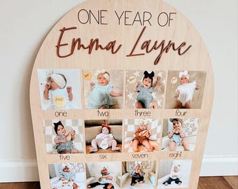 First Birthday Photo Board First Year Photo Board My First Milestone Pictures 1st Birthday Arch First Birthday Decorations 12 Monthly