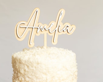 Custom Name Cake Topper Baby Shower Cake Topper Boho Happy Birthday First Birthday Party Decor Personalized Baby Name Cake Topper