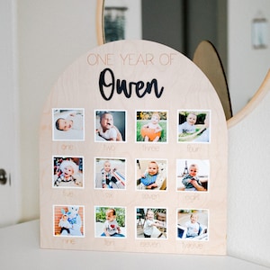 First Birthday Photo Board One Year of Photo Display Wood My First Year Photo Milestone Picture 1st Birthday Arch First Birthday 12 Months bild 6