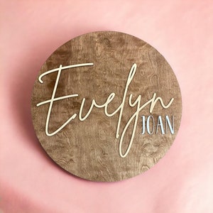 Custom Baby Name Announcement Sign: Boho Nursery Decor, Wooden Name Reveal
