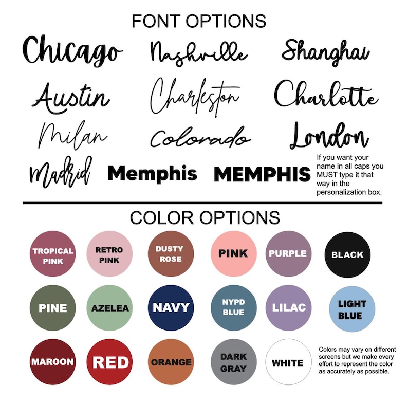 font and color options