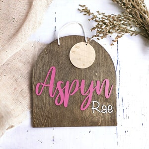 Hospital Door Hanger for Girl Nursery Name Sign Birth Stat Sign Hospital Door Wreath Baby Announcement Sign Nursery Name Sign Girl Boho