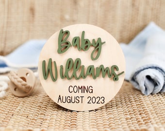 Due Date Plaque for Pregnancy Announcement Custom Wooden We're Expecting Announcement Sign for Social Media Photo Prop Coming Soon Sign Baby