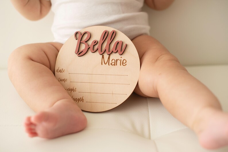Wooden Birth Announcement Sign Baby Announcement Sign Hospital Footprint Sign Footprint ready baby name sign newborn birth stats gift image 12