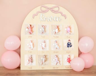 My First Year One Year of Photo Board Wooden Milestone Board 1st Birthday Milestone Board First Birthday Decorations 12 Months Photo Banner