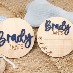 Personalized Baby Name Sign: 3D Wood Birth Announcement
