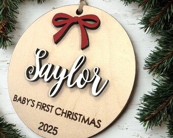 First Christmas Wooden Personalized Baby Ornament Wood Baby Keepsake Ornament Baby's First Christmas Ornament New Baby Gift Baby Shower Gift