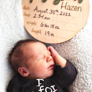 Wooden Birth Announcement Sign Baby Announcement Sign Hospital Footprint Sign Footprint ready baby name sign newborn birth stats gift image 18