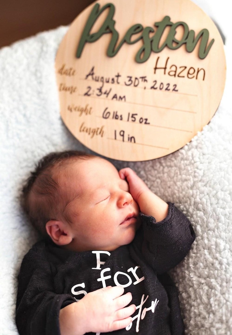 Wooden Birth Announcement Sign Baby Announcement Sign Hospital Footprint Sign Footprint ready baby name sign newborn birth stats gift image 18