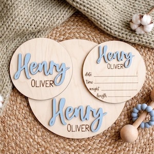 Wooden Birth Announcement Sign Baby Announcement Sign Hospital Footprint Sign Footprint ready baby name sign newborn birth stats gift image 2