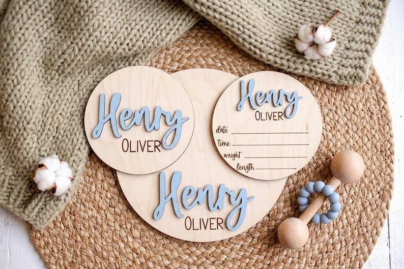 Wooden Birth Announcement Sign Baby Announcement Sign Hospital Footprint Sign Footprint ready baby name sign newborn birth stats gift image 2