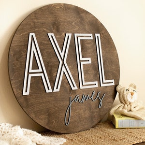 3D Nursery Name Sign Above Crib Name Sign Boy Round Name Sign Layered Nursery Name Sign Custom Round Name Sign Custom Kid Name Sign Gift