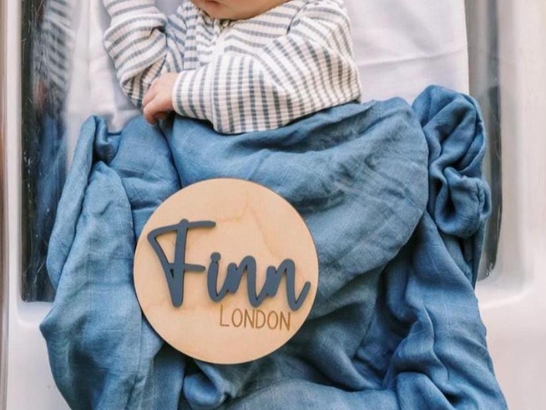 Wooden Birth Announcement Sign Baby Announcement Sign Hospital Footprint Sign Footprint ready baby name sign newborn birth stats gift image 7