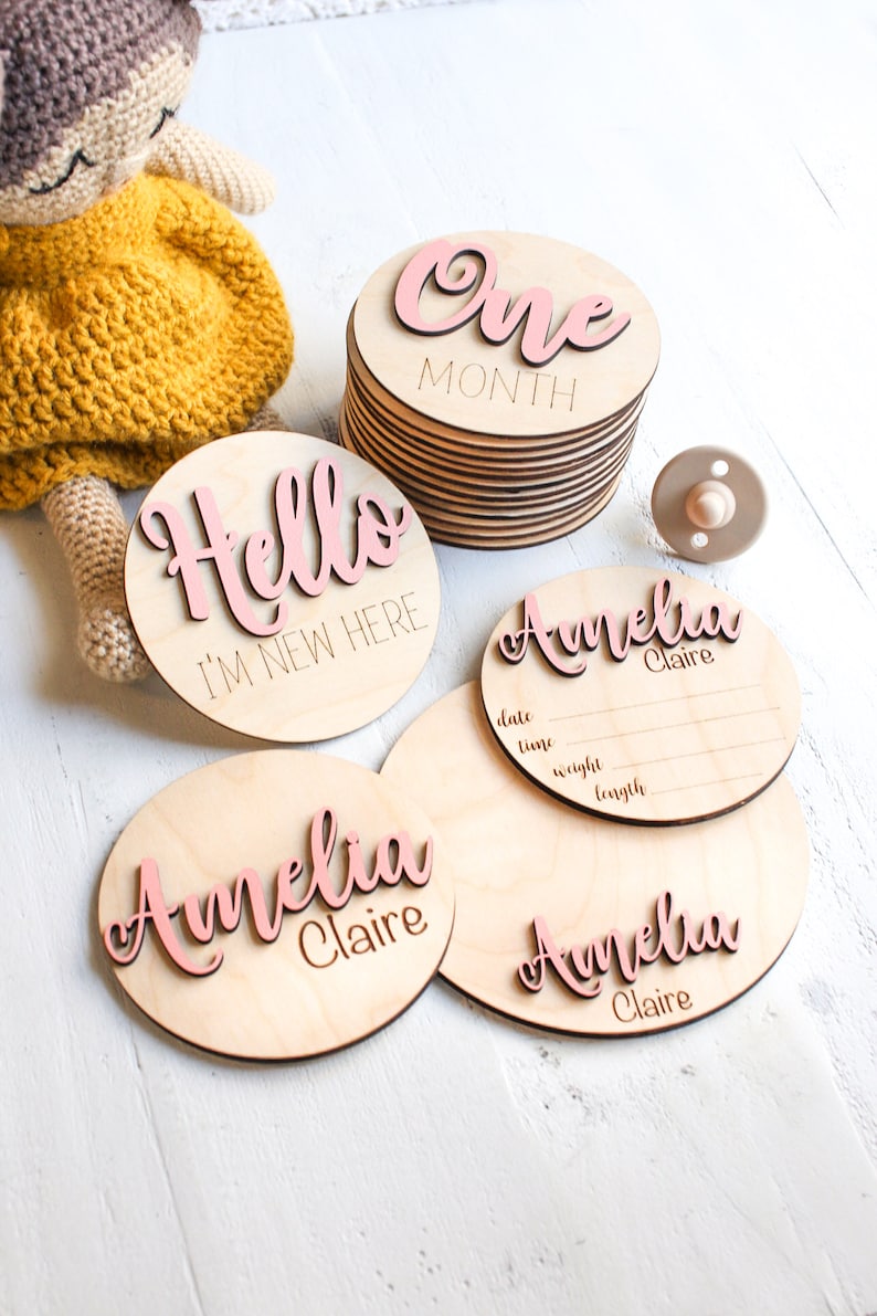 wooden birth announcement sign
