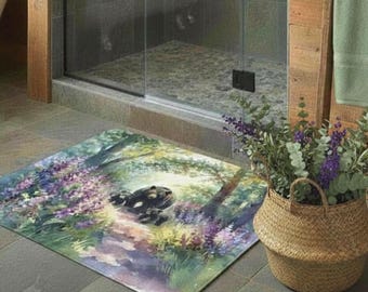 Mama Bear with Cubs Bath Mat | Forest Floral Pathway