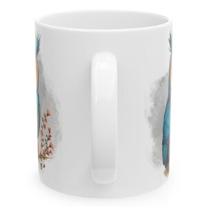 Fun Blue Owl Ceramic Coffee Mug with Watercolor Illustration, Comfortable C-Handle, 11oz or 15oz image 4