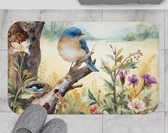 Bluebird Nest Wildblumen Badematte | Blumen Wald Dekor