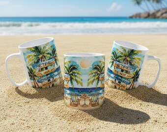 Retired Not My Problem Anymore Tropical Coffee Mug | Retirement Seaside Morning Ceramic Mug