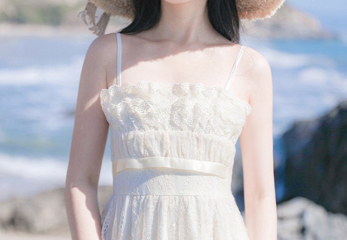 Soft Cream Lace & Ruffle Fairy Cottagecore Style Midi Dress | Etsy