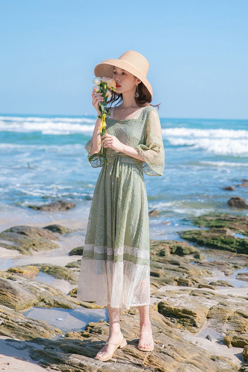 Sage Green 19s Cottagecore Style Midi Lace Dress With Obi Etsy New Zealand Sage Green 19s Cottagecore Style Midi Lace Dress With Obi Etsy New Zealand