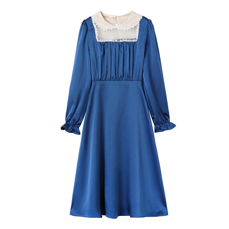 Paddington Blue Vintage Cottagecore Style Midi Dress With Lace | Etsy
