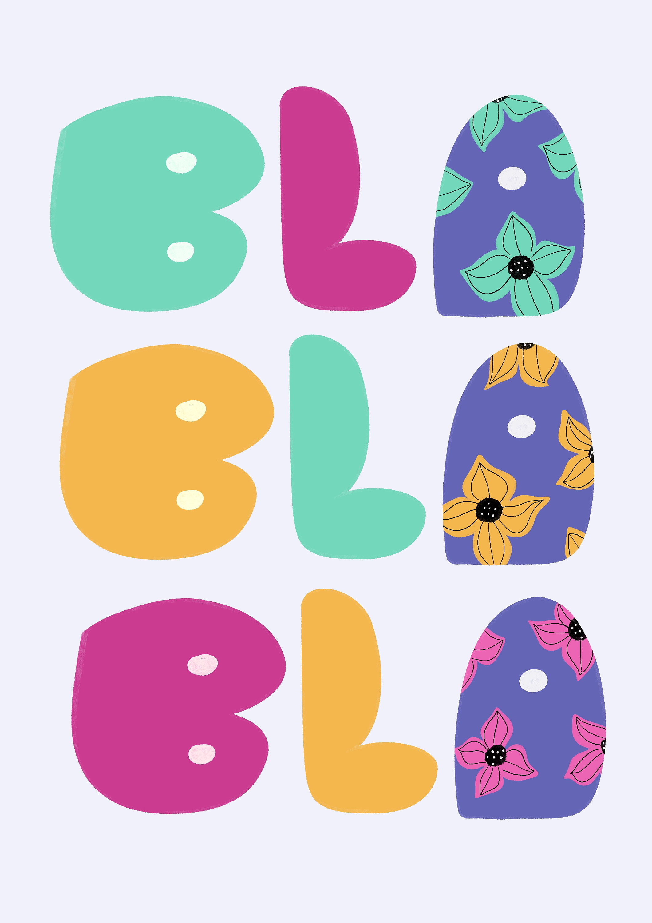 Bla Bla Bla Quote Floral Lettering Art Print INSTANT DOWNLOAD | Etsy